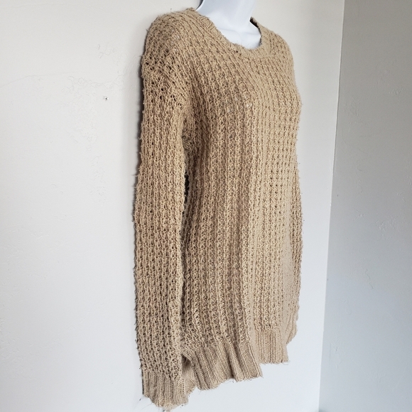 Taupe Brown Long Sleeve Sweater Tunic Open Kit Med - Picture 5 of 6